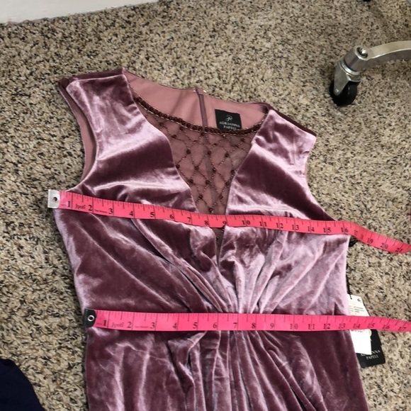 NWT Adrianna Papell Maxi Dress Size 4 Mauve Rose Pink Velvet Beaded Mermaid Gown - Picture 8 of 10